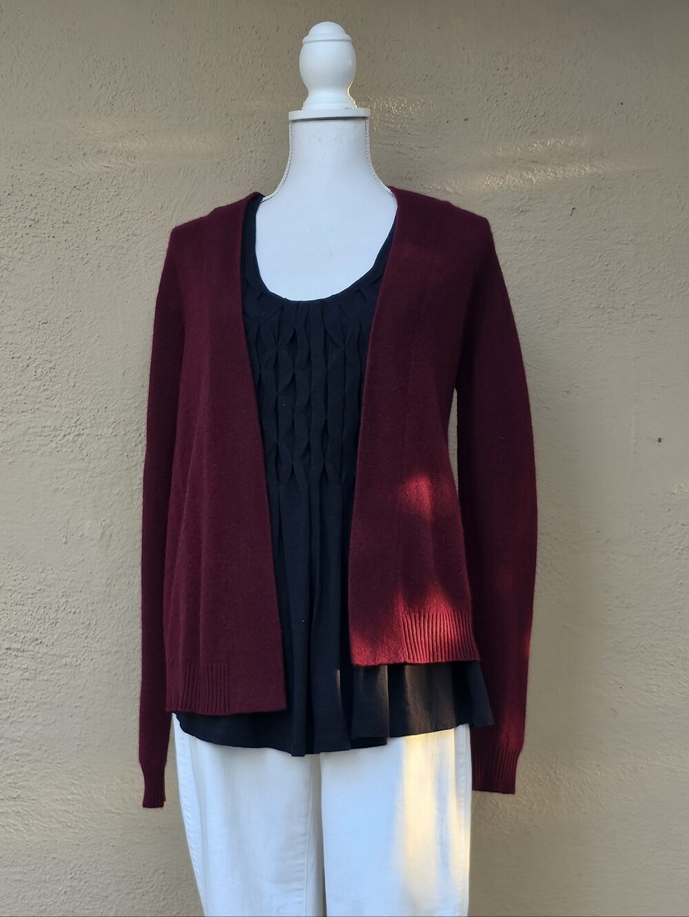 Charter Club Luxury Cashmere 100% Cashmere Burgandy Wine Red Cardigan Size XS